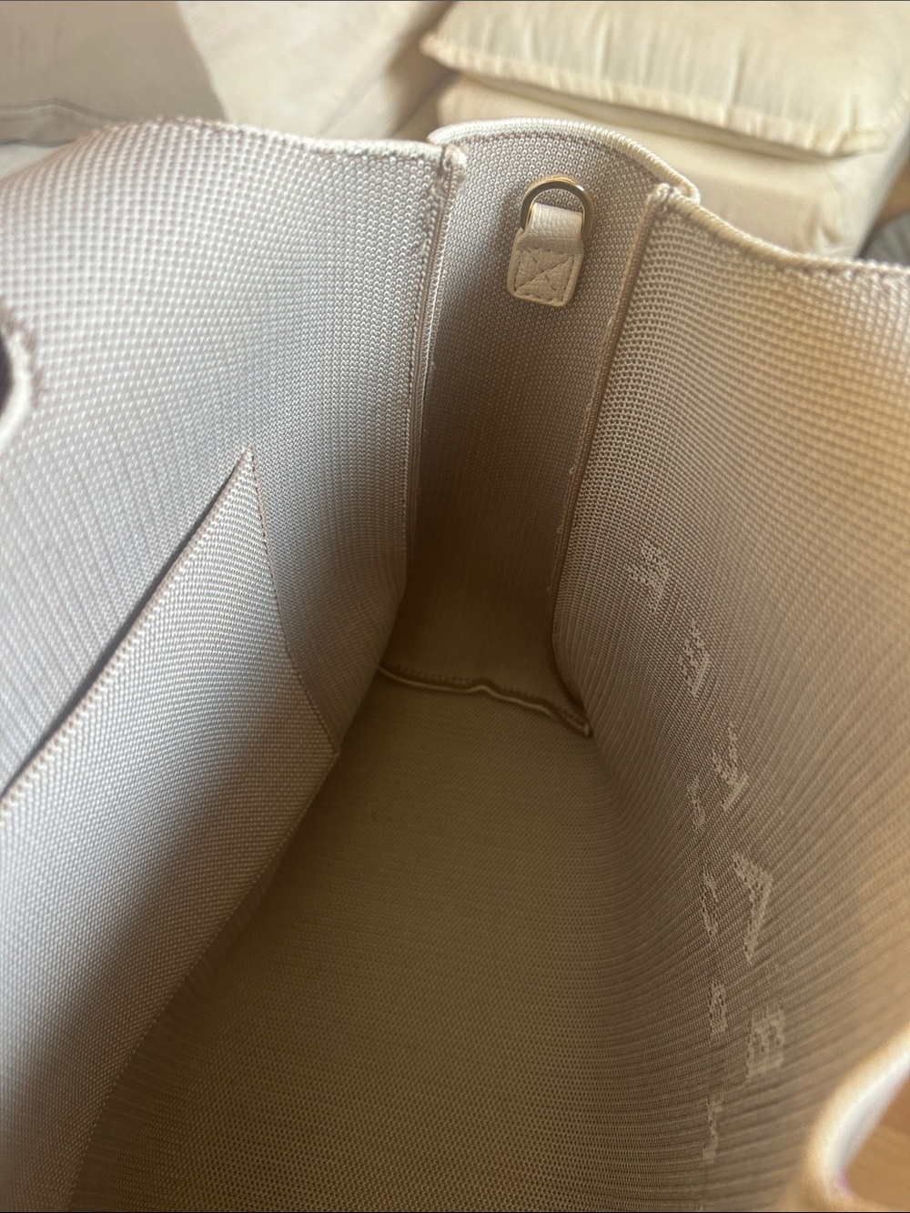 Ted Baker Neutral Taupe Canvas Shopper Tote with White Logo - Picture 6 of 11